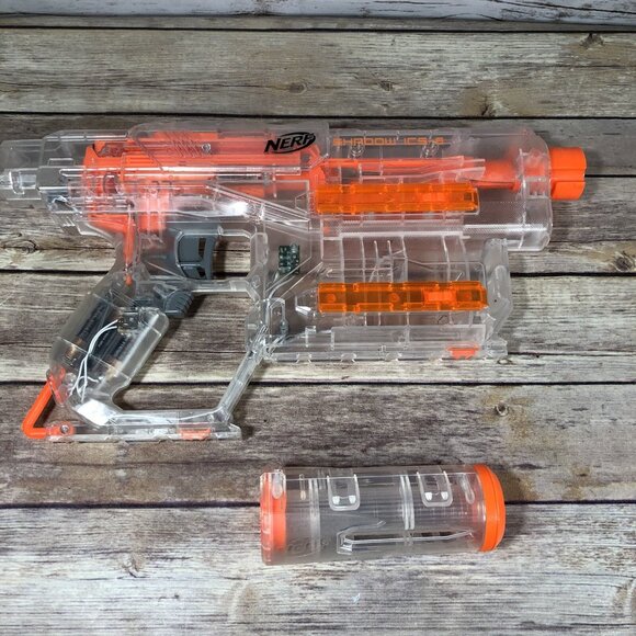 NERF Shadow ICS-6 N-Strike Translucent Blaster Toy Gun Foam Dart Hasbro GLOWS - Picture 7 of 8